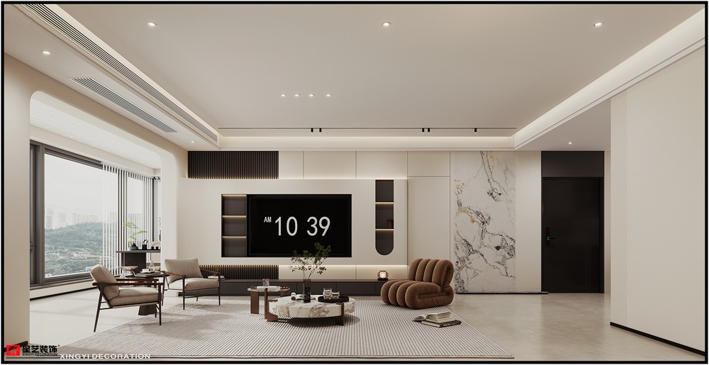 盛邦濱江府228平現(xiàn)代簡(jiǎn)約客廳裝修效果圖