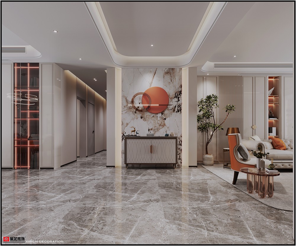 美泉1612現代輕奢230平玄關裝修效果圖