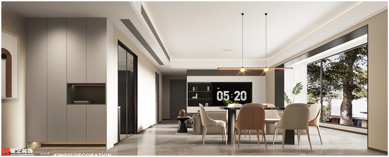 西園悅府140平現(xiàn)代簡約餐廳裝修效果圖