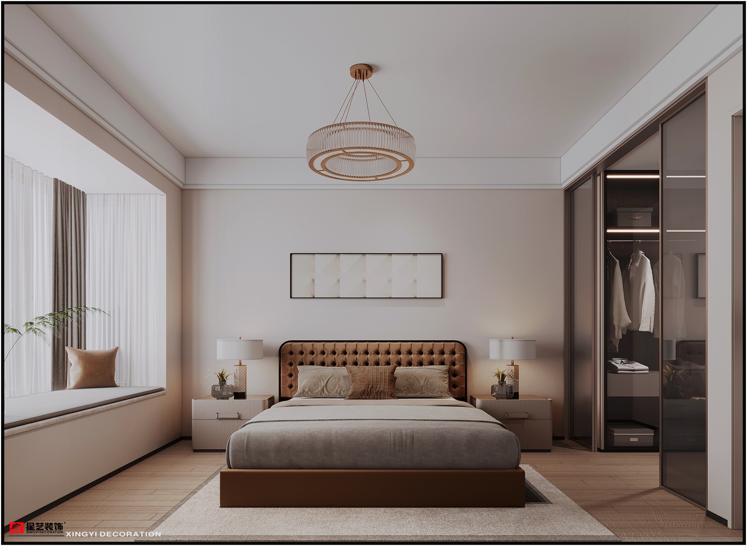 北大瓏庭125平現(xiàn)代簡(jiǎn)約臥室裝修效果圖