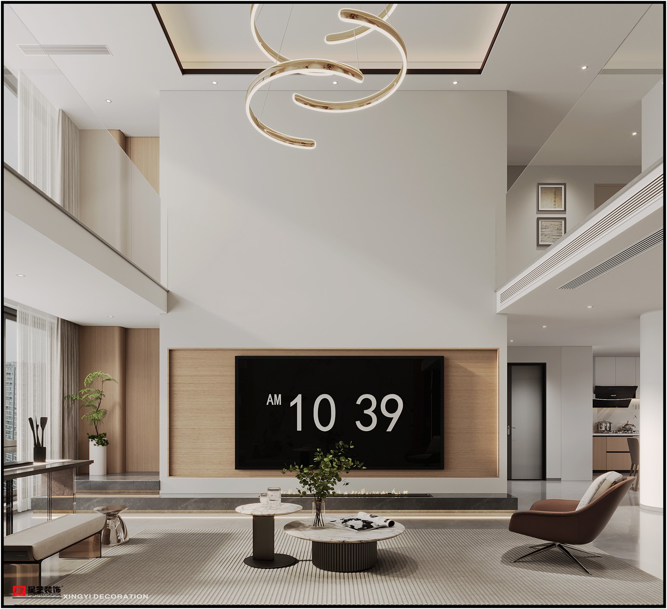 五合生活區(qū)236平現(xiàn)代簡約客廳裝修效果圖