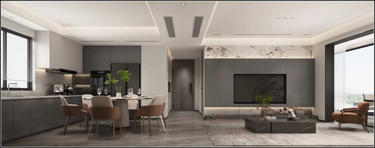 五象瀾庭府128平現(xiàn)代簡(jiǎn)約客廳裝修效果圖