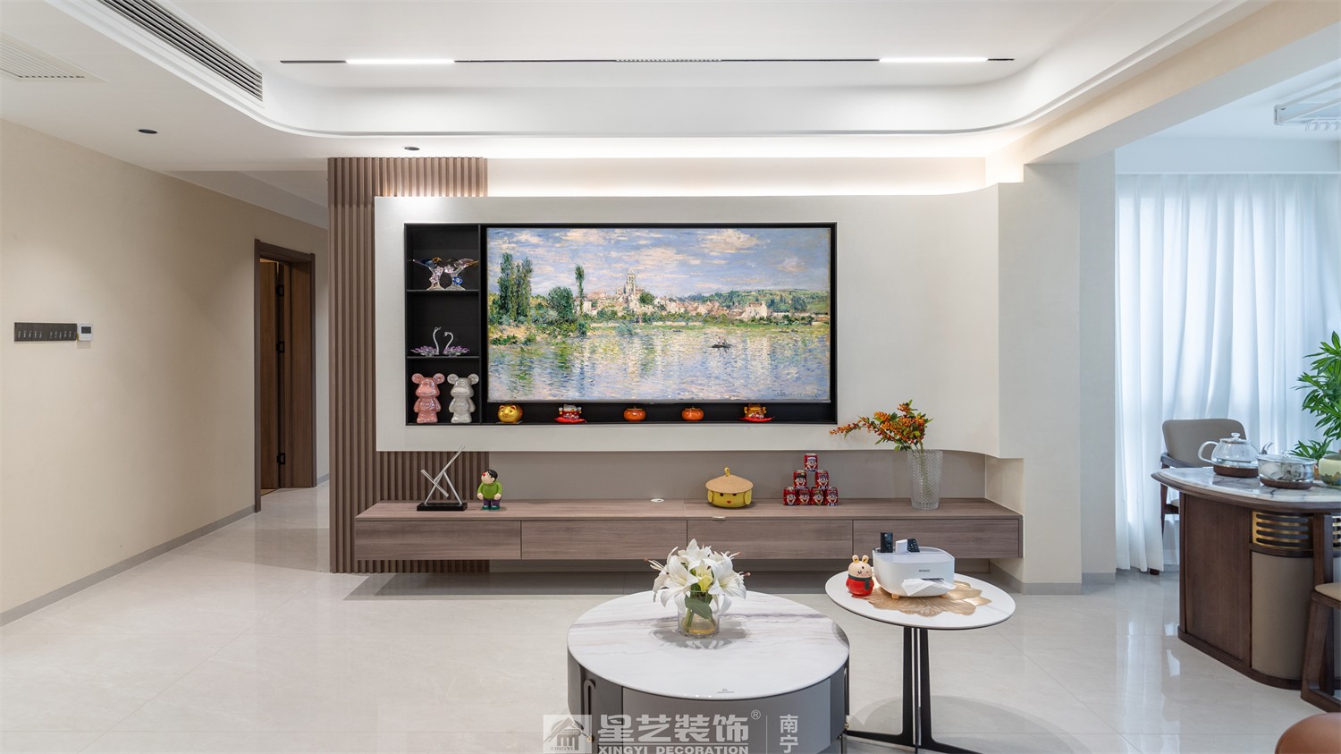 嘉逸城120平現(xiàn)代風格客廳裝修完工實景圖