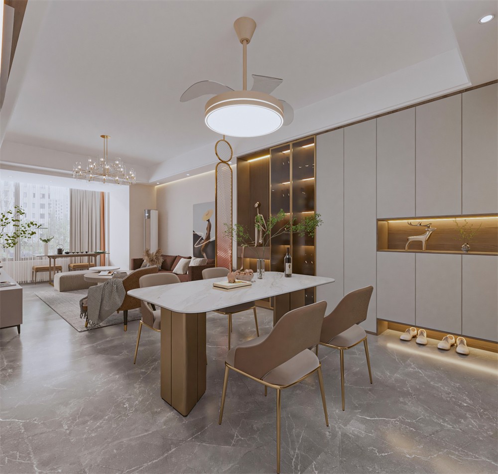 華西茗城90平現(xiàn)代輕奢客廳裝修效果圖