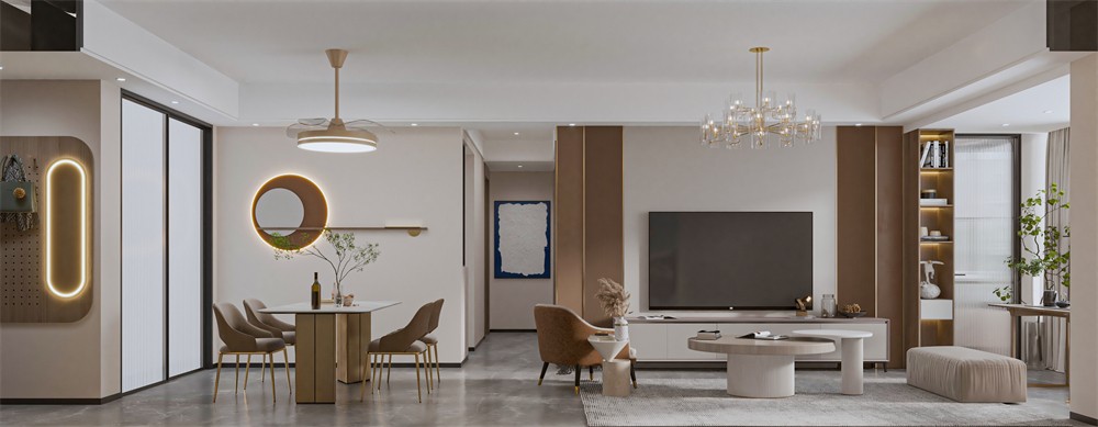 華西茗城90平現(xiàn)代輕奢客廳裝修效果圖