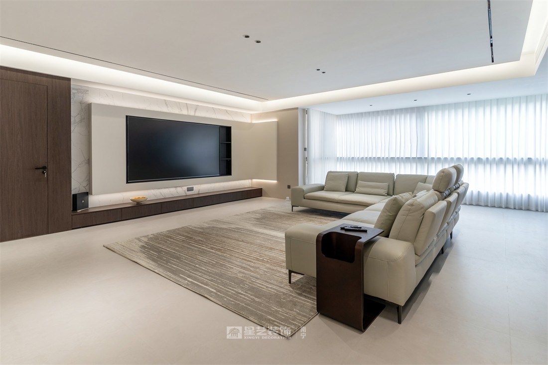 大唐臻觀196平現(xiàn)代簡(jiǎn)約客廳裝修完工實(shí)景