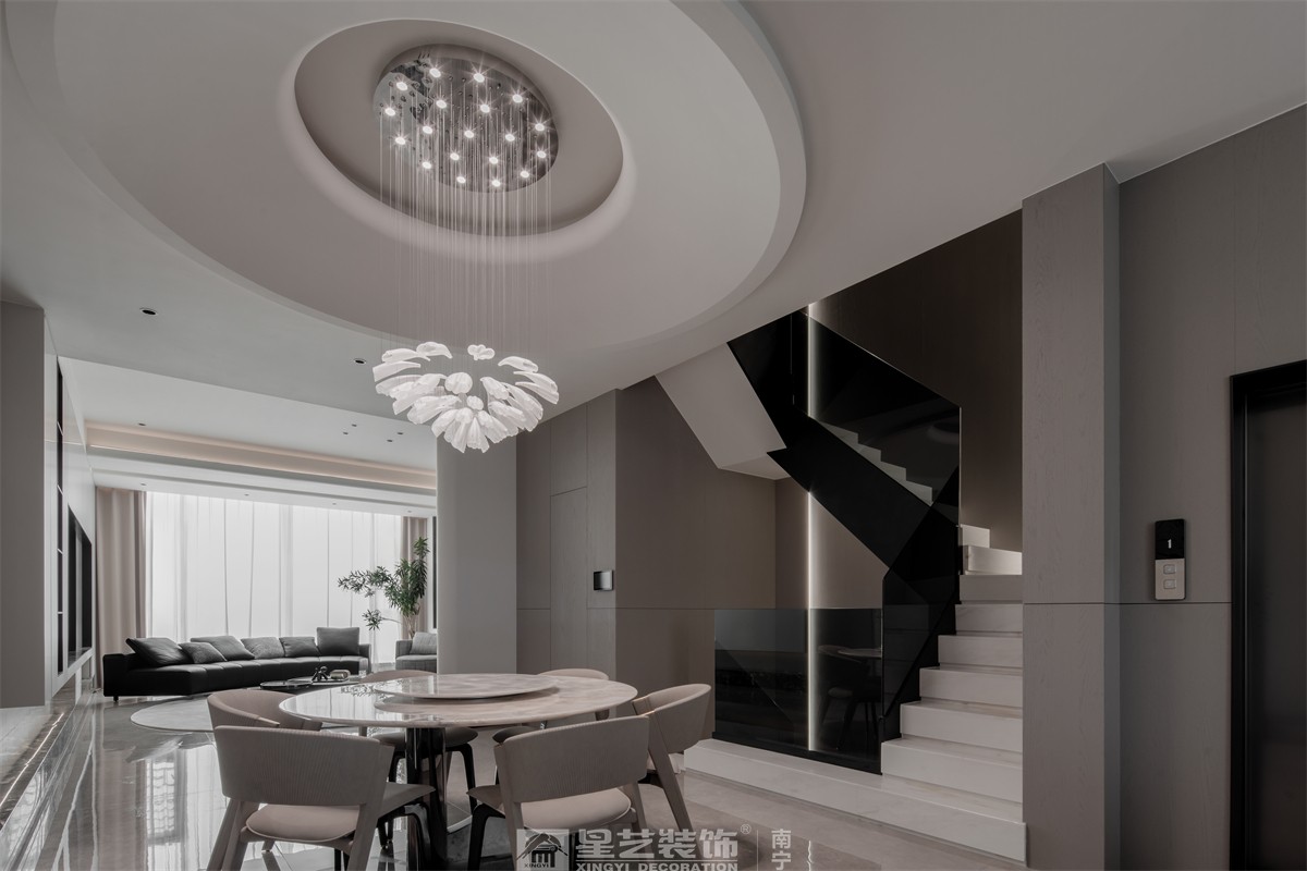 中海央墅500平現(xiàn)代極簡(jiǎn)餐廳裝修完工實(shí)景圖