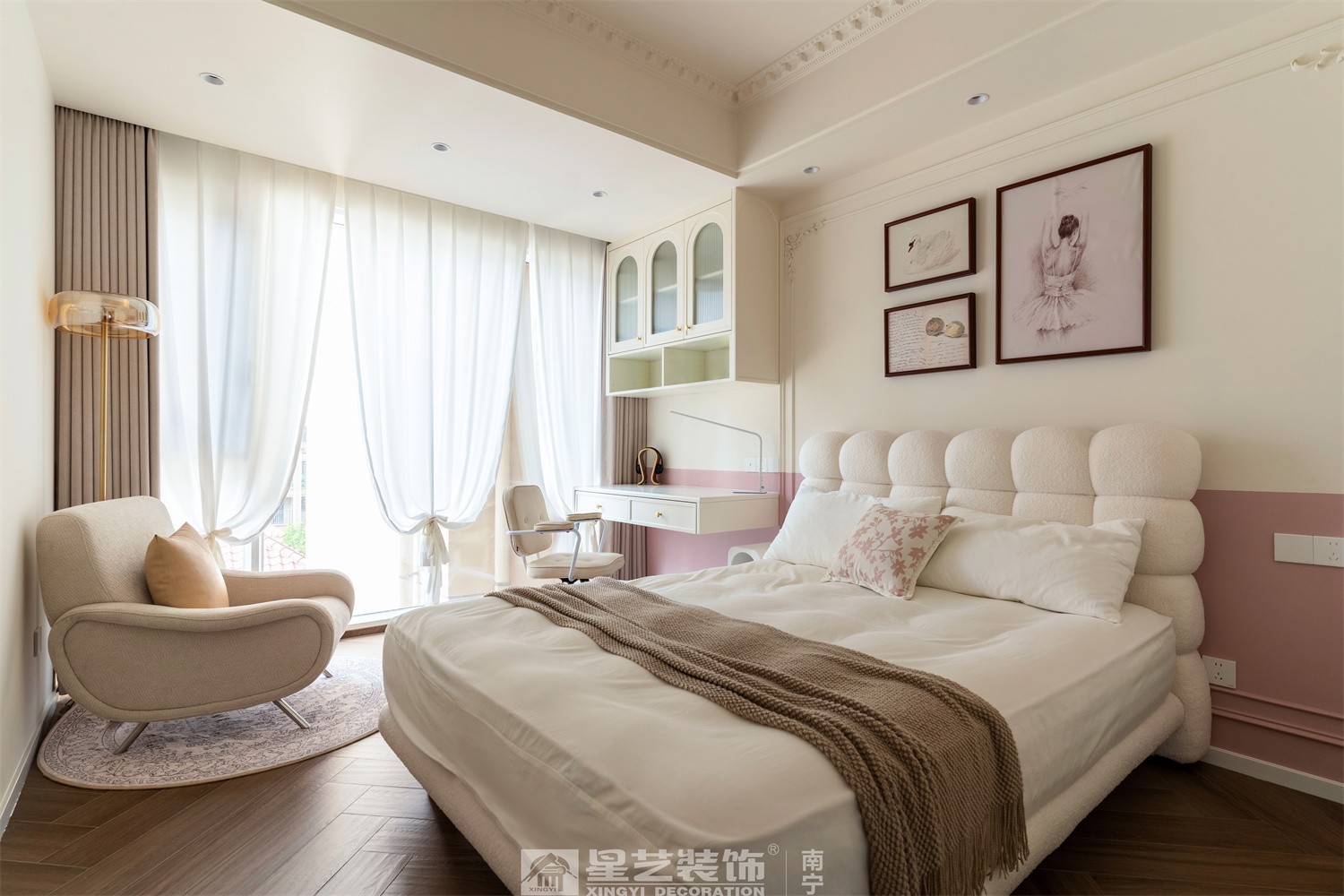 湖畔書(shū)院150平法式中古風(fēng)衛(wèi)臥室裝修完工實(shí)景圖