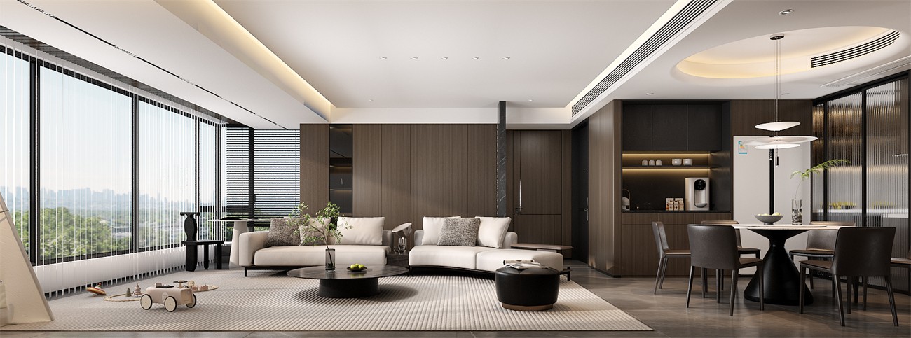 保利冠江墅143平意式輕奢客廳裝修效果圖