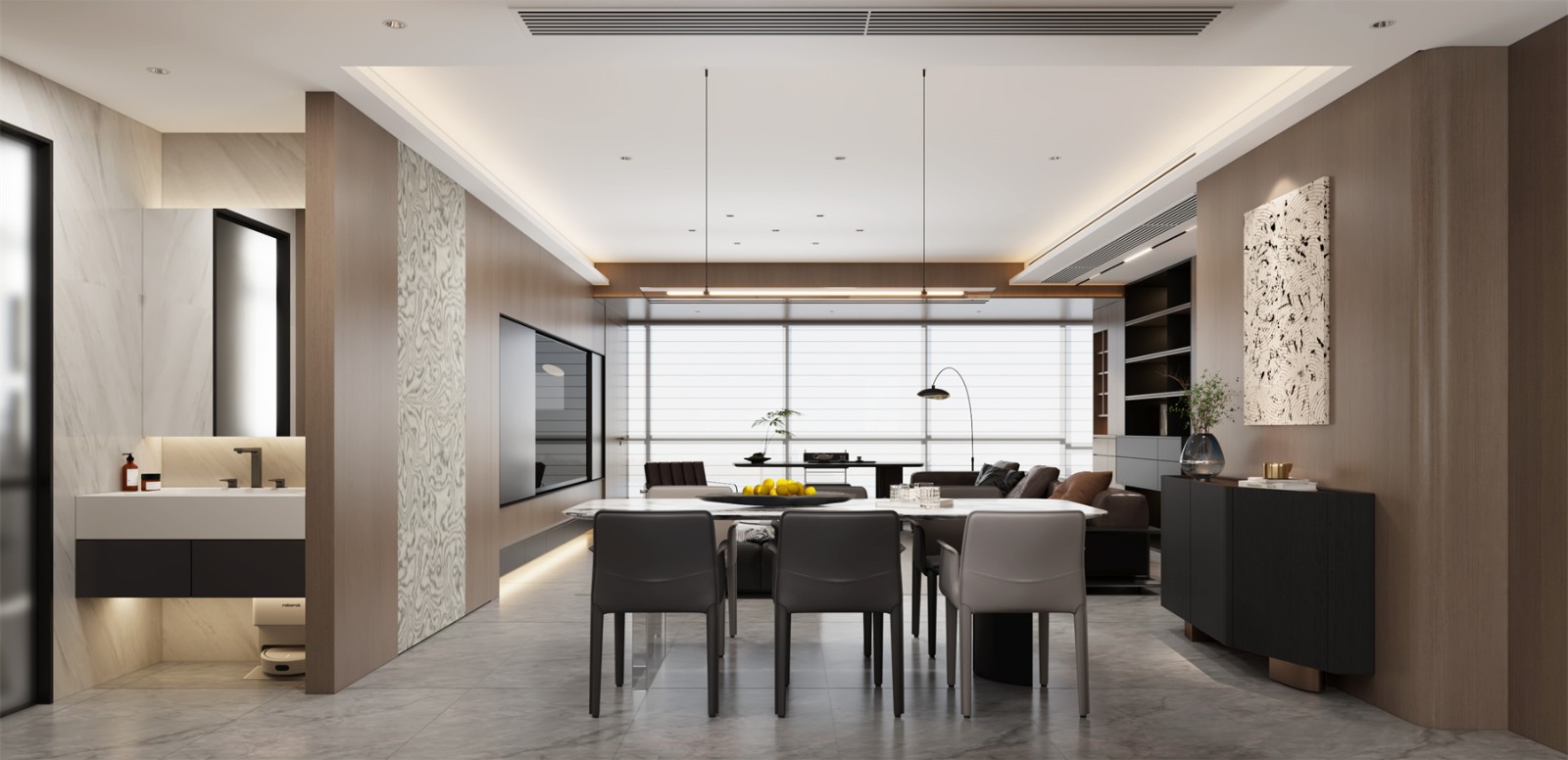 冠江墅143平意式輕奢客廳裝修效果圖