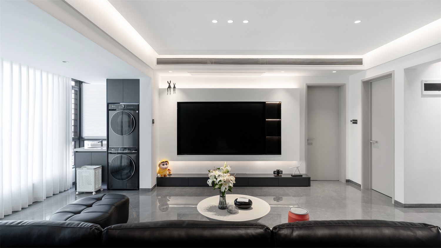 錦云湖光118平現(xiàn)代簡約客廳裝修實(shí)景圖